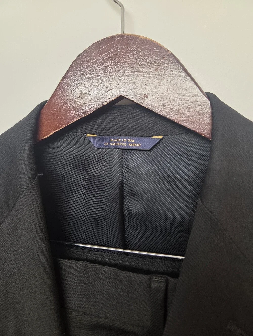 Brooks Brothers 1818 Fitzgerald Suit Mens 41R 35W Black Full Canvas Wool USA